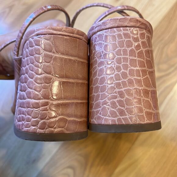 ASOS Pink Reptile Skin Peeptoe Block Heels Size 6 - Picture 5 of 6